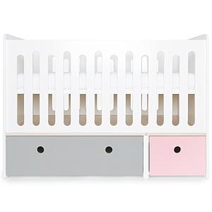 Babybett mitwachsend 70x140cm COLORFLEX pearl grey-sweet pink