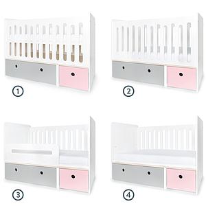 Babybett mitwachsend 70x140cm COLORFLEX pearl grey-sweet pink