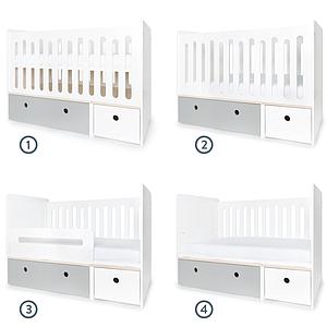 Babybett mitwachsend 70x140cm COLORFLEX pearl grey-white