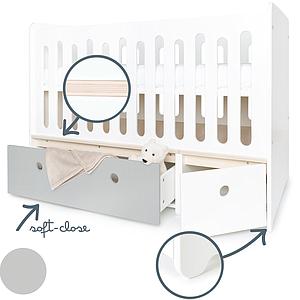 Babybett mitwachsend 70x140cm COLORFLEX pearl grey-white