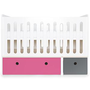 Babybett mitwachsend 70x140cm COLORFLEX pink-space grey