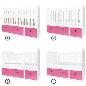 Babybett mitwachsend 70x140cm COLORFLEX pink