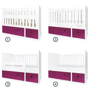 Babybett mitwachsend 70x140cm COLORFLEX plum 