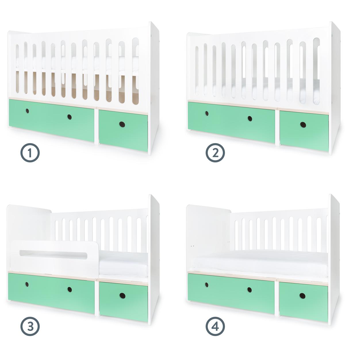 Babybett mitwachsend 70x140cm COLORFLEX sea foam