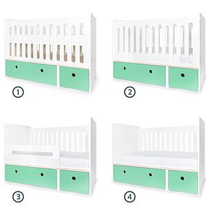 Babybett mitwachsend 70x140cm COLORFLEX sea foam