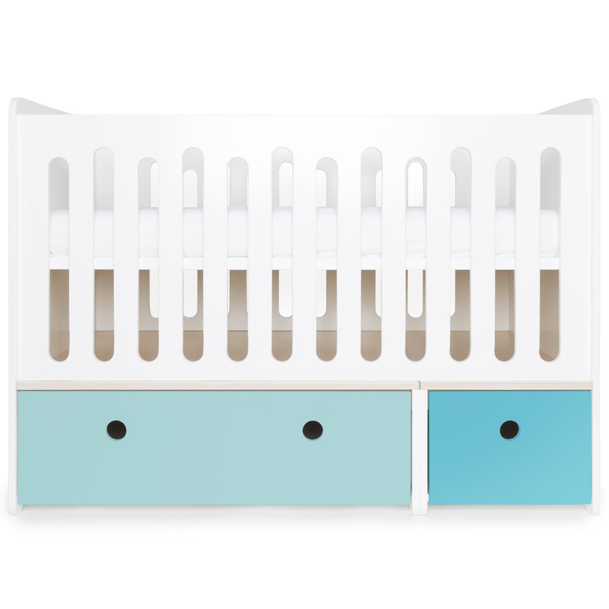 Babybett mitwachsend 70x140cm COLORFLEX sky blue-paradise blue