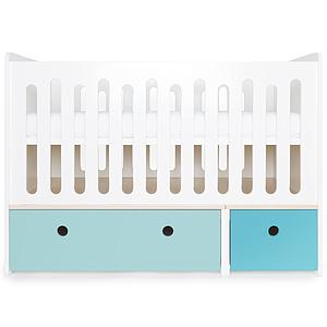 Babybett mitwachsend 70x140cm COLORFLEX sky blue-paradise blue