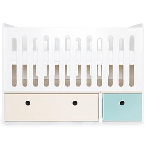 Babybett mitwachsend 70x140cm COLORFLEX sky blue-white wash 