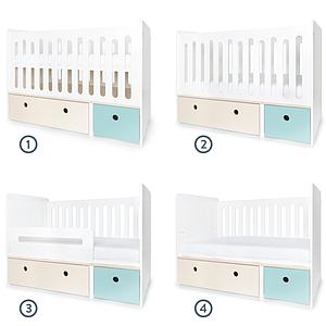 Babybett mitwachsend 70x140cm COLORFLEX sky blue-white wash 