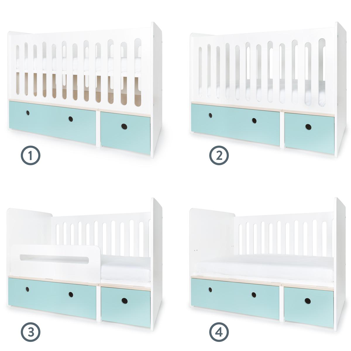 Babybett mitwachsend 70x140cm COLORFLEX sky blue 