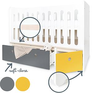 Babybett mitwachsend 70x140cm COLORFLEX space grey-nectar yellow