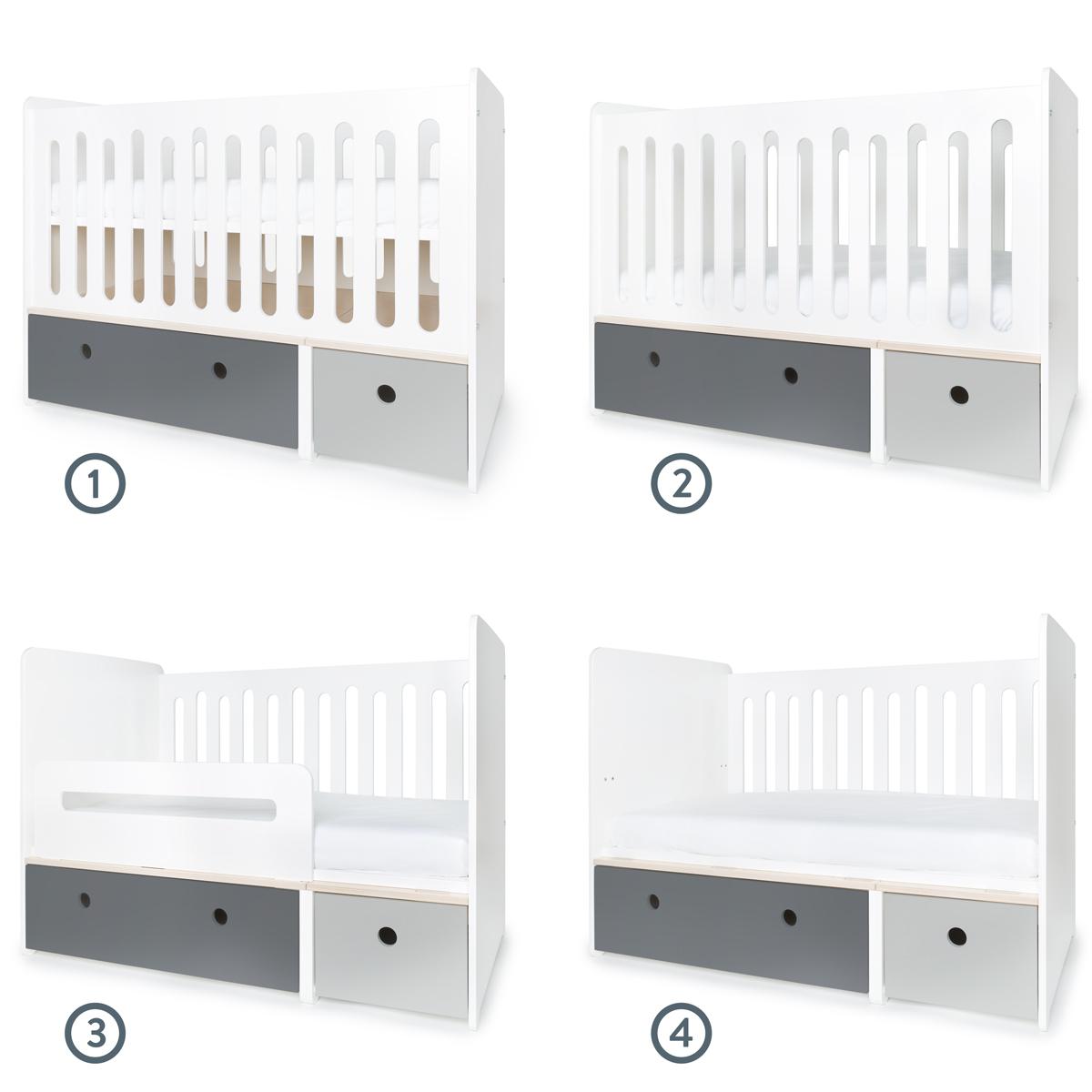Babybett mitwachsend 70x140cm COLORFLEX space grey-pearl grey   