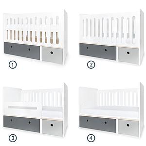 Babybett mitwachsend 70x140cm COLORFLEX space grey-pearl grey   