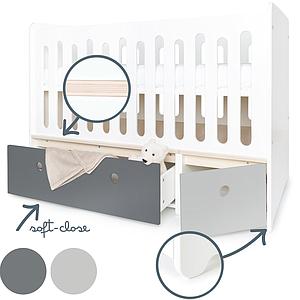 Babybett mitwachsend 70x140cm COLORFLEX space grey-pearl grey   