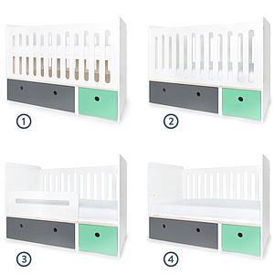 Babybett mitwachsend 70x140cm COLORFLEX space grey-sea foam