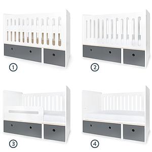 Babybett mitwachsend 70x140cm COLORFLEX space grey 