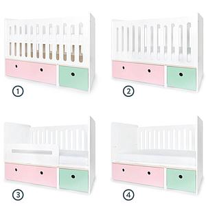 Babybett mitwachsend 70x140cm COLORFLEX sweet pink-mint