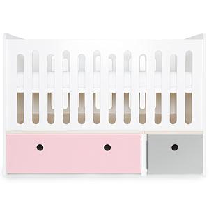 Babybett mitwachsend 70x140cm COLORFLEX sweet pink-pearl grey