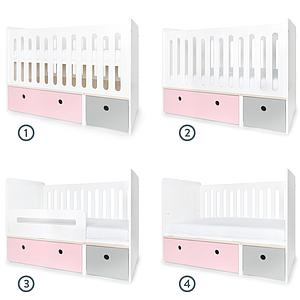 Babybett mitwachsend 70x140cm COLORFLEX sweet pink-pearl grey