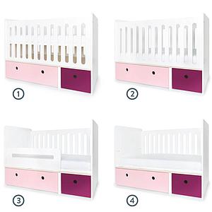 Babybett mitwachsend 70x140cm COLORFLEX sweet pink-plum