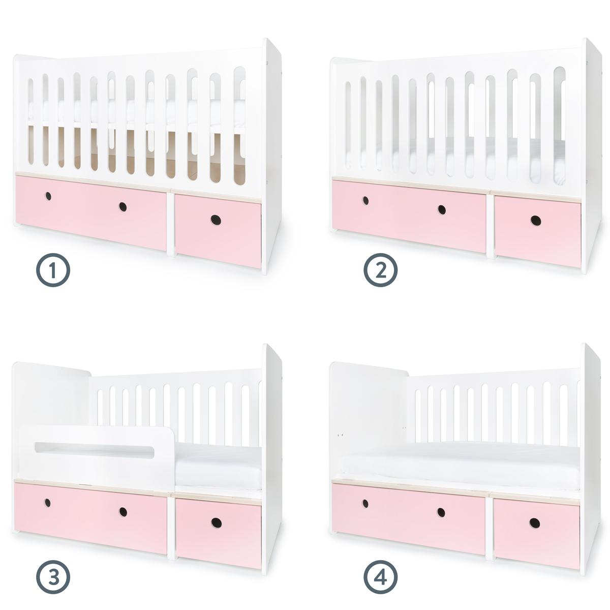Babybett mitwachsend 70x140cm COLORFLEX sweet pink 