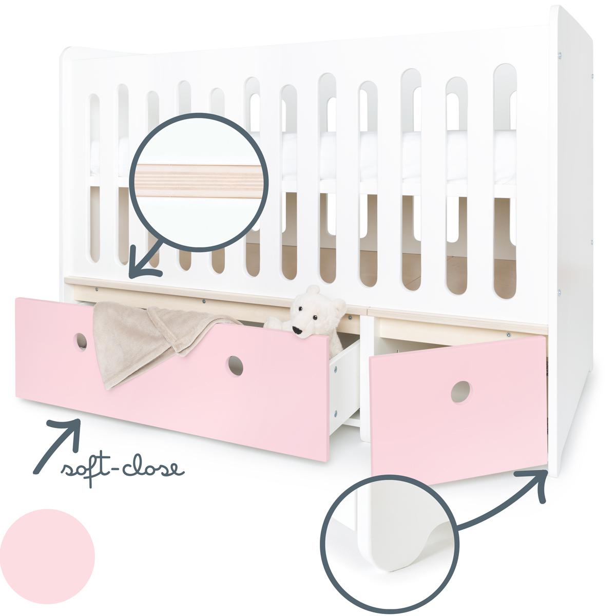 Babybett mitwachsend 70x140cm COLORFLEX sweet pink 