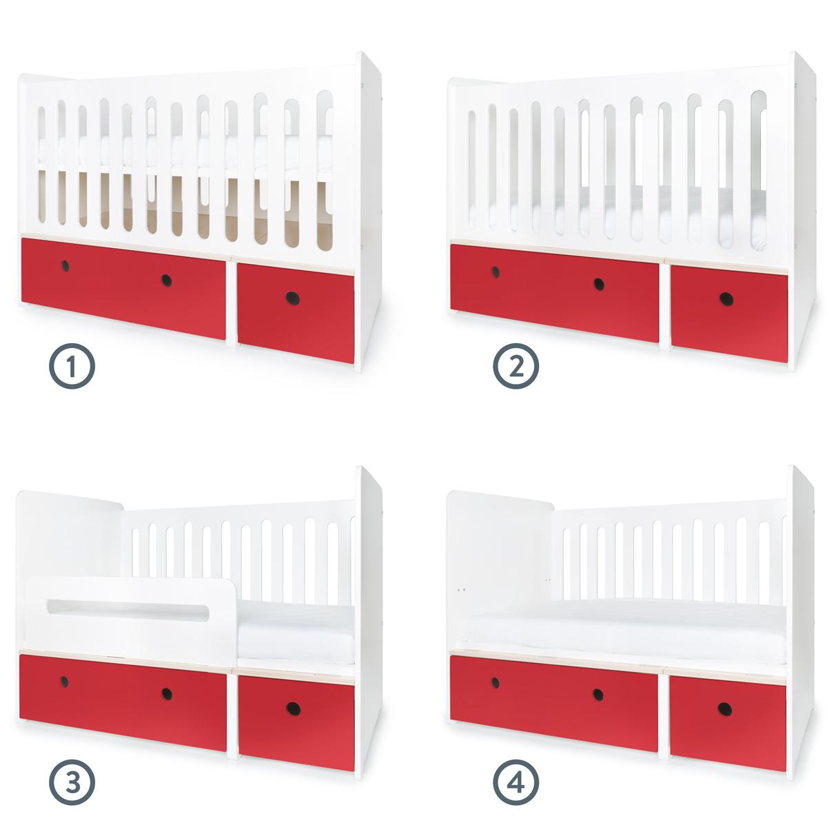 Babybett mitwachsend 70x140cm COLORFLEX true red