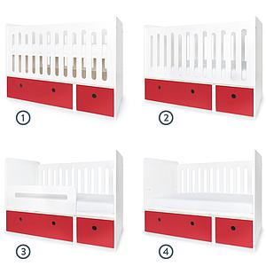 Babybett mitwachsend 70x140cm COLORFLEX true red