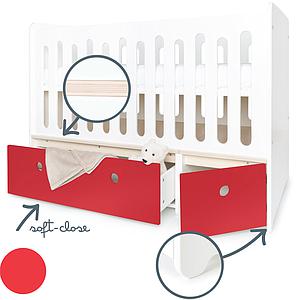 Babybett mitwachsend 70x140cm COLORFLEX true red