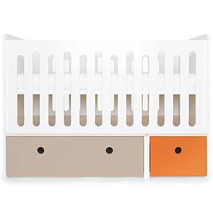 Babybett mitwachsend 70x140cm COLORFLEX warm grey-pure orange