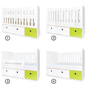 Babybett mitwachsend 70x140cm COLORFLEX white-lime