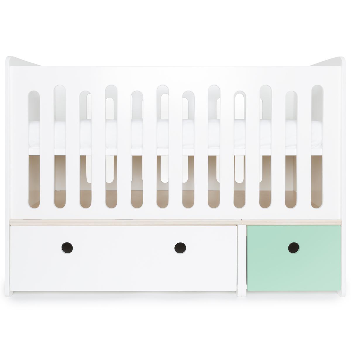 Babybett mitwachsend 70x140cm COLORFLEX white-mint 