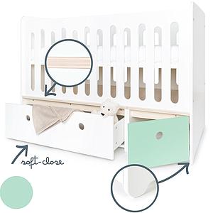Babybett mitwachsend 70x140cm COLORFLEX white-mint 