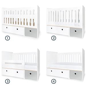 Babybett mitwachsend 70x140cm COLORFLEX white-pearl grey