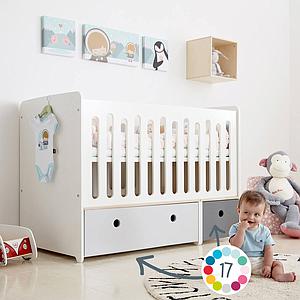 Babybett mitwachsend 70x140cm COLORFLEX white-pearl grey