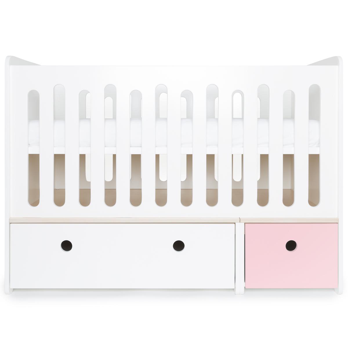 Babybett mitwachsend 70x140cm COLORFLEX white-sweet pink