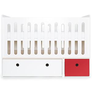 Babybett mitwachsend 70x140cm COLORFLEX white-true red