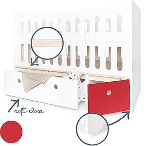 Babybett mitwachsend 70x140cm COLORFLEX white-true red