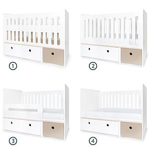 Babybett mitwachsend 70x140cm COLORFLEX white-warm grey