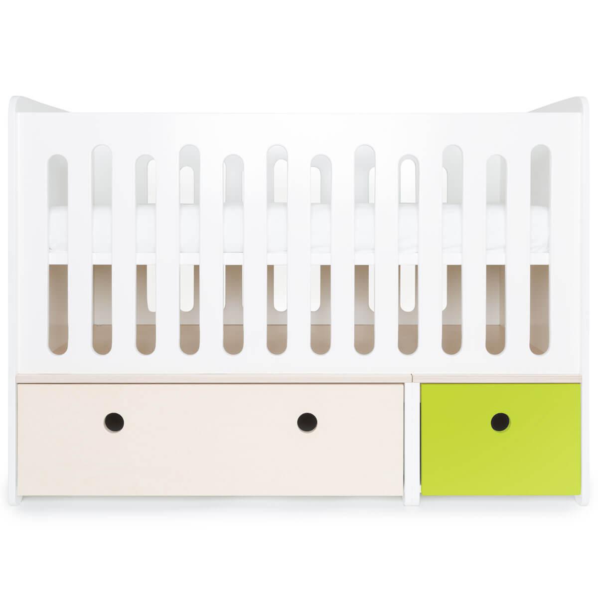 Babybett mitwachsend 70x140cm COLORFLEX white wash-lime