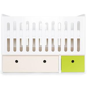 Babybett mitwachsend 70x140cm COLORFLEX white wash-lime