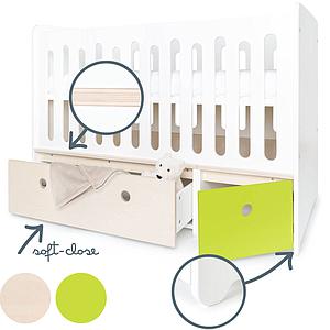 Babybett mitwachsend 70x140cm COLORFLEX white wash-lime