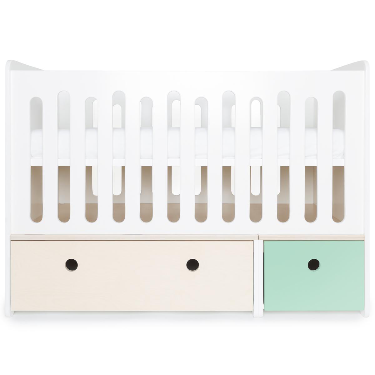 Babybett mitwachsend 70x140cm COLORFLEX white wash-mint