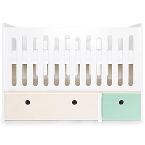 Babybett mitwachsend 70x140cm COLORFLEX white wash-mint