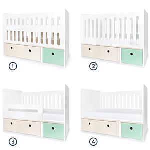 Babybett mitwachsend 70x140cm COLORFLEX white wash-mint