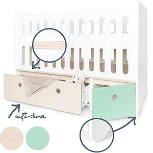 Babybett mitwachsend 70x140cm COLORFLEX white wash-mint