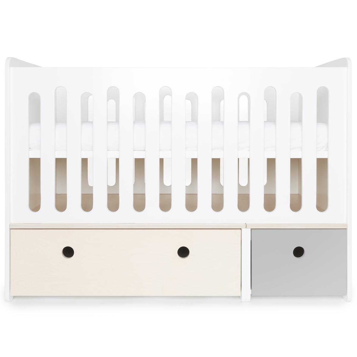 Babybett mitwachsend 70x140cm COLORFLEX white wash-pearl grey