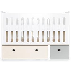 Babybett mitwachsend 70x140cm COLORFLEX white wash-pearl grey