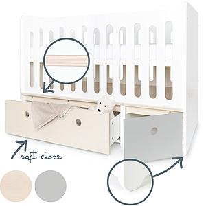 Babybett mitwachsend 70x140cm COLORFLEX white wash-pearl grey