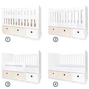 Babybett mitwachsend 70x140cm COLORFLEX white wash-white